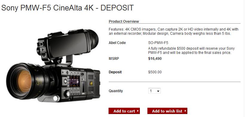 Sony Street Price F5 Camera