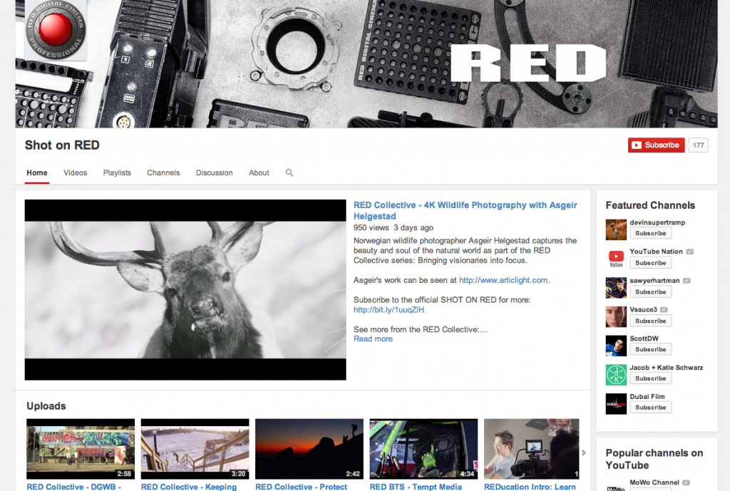 Shot on RED Youtube Channel